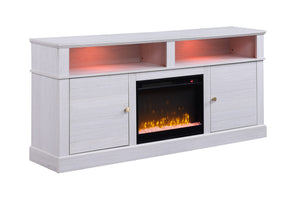 English Elm Tropea 58 Inch Open Shelf Media Console with Oak Finish and Cord Management B2749P413261