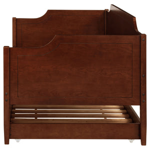 English Elm Cherry Cherry Wood Twin Daybed With Trundle — Romantic Cutouts, Rich Finish, Space-Saving Guest Solution B062S01313