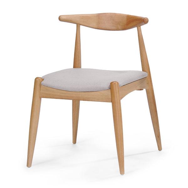 English Elm 5-piece Mid-century Modern Dining Set Rubberwood Table Splayed Legs Cushioned Chairs Beige,White+Oak N759S002002B