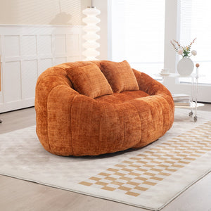 English Elm Bean Bean Bag Sofa High-Density Memory Foam Two-Seater Lounger High Back Chenille Cozy Support Orange W395P181437