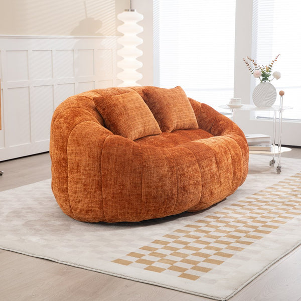English Elm Bean Bean Bag Sofa High-Density Memory Foam Two-Seater Lounger High Back Chenille Cozy Support Orange W395P181437