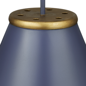 Pierrepont Blue Pendant Light - Wrought Iron Fixture with Gold Leaf Interior for Modern Elegance