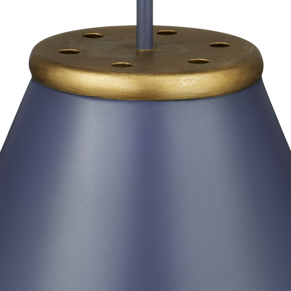 Pierrepont Blue Pendant Light - Wrought Iron Fixture with Gold Leaf Interior for Modern Elegance