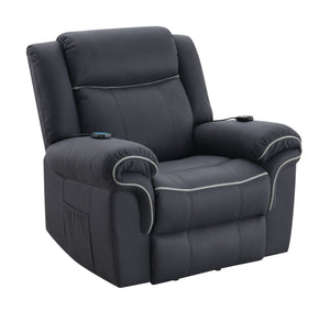 English Elm Domana Dark Blue Polished Microfiber Power Recliner with Lift, Heat & Massage — Luxury Supportive Comfort B2726P242436