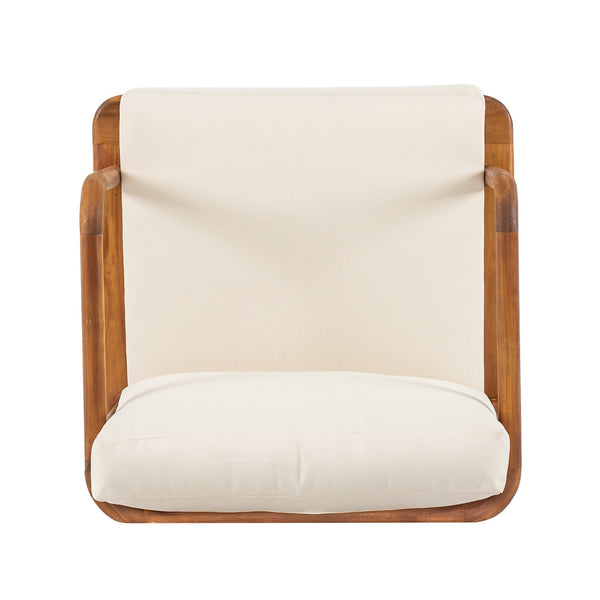 English Elm Canape Solid Acacia Wood Outdoor Conversation Set Sculptural Teak Finish Patio Seating N773OC00090T