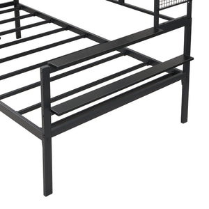 English Elm Twin Metal Daybed With Movable Desk, Shelves, Clothes Hanger & Industrial Design For Small Spaces N737P199195B-GIGA