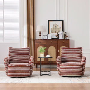 English Elm Modern Boucle 360° Swivel Leisure Chair with High‑Resilience Sponge, Supportive Curve, 550lb Capacity Red W395P355443