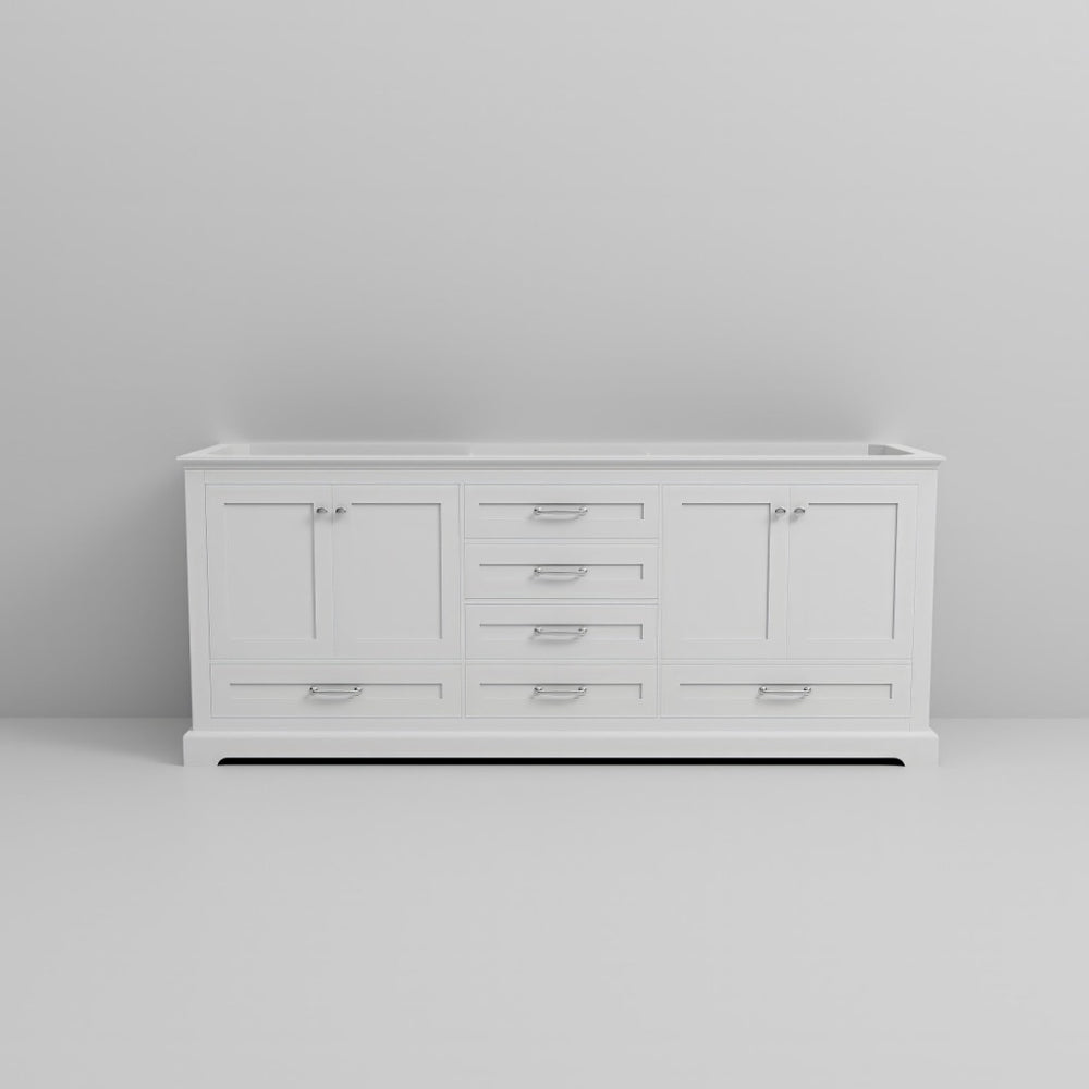 English Elm White Double Bath Vanity - Elegant 80" W Storage Solution With Soft-Close Features & Quick Install B2731P258257-GIGA