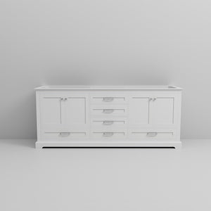 English Elm White Double Bath Vanity - Elegant 80" W Storage Solution With Soft-Close Features & Quick Install B2731P258257-GIGA