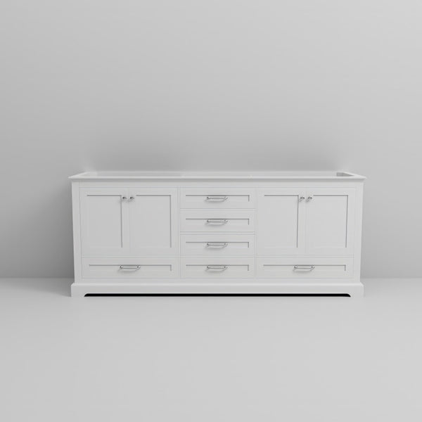 English Elm White Double Bath Vanity - Elegant 80" W Storage Solution With Soft-Close Features & Quick Install B2731P258257-GIGA