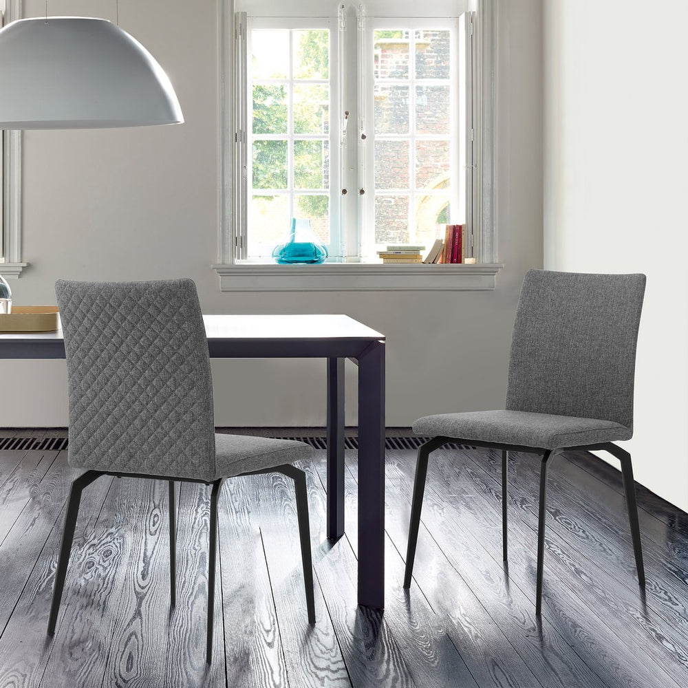English Elm Lyon Upholstered Dining Chairs Set of 2 Geometric Metal Frame Modern Seating B2736P464865