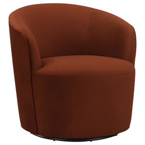 English Elm Resnick Burnt Orange Swivel Chair — Elegant Rounded Upholstered Accent Seat with Warm Wood Trim, Cozy Comfort and Style B062P358238