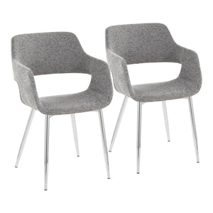 English Elm Margarite Contemporary Dining/Accent Chair Set Of 2 – Stylish Grey Fabric & Chrome Metal Elegance B202S01268