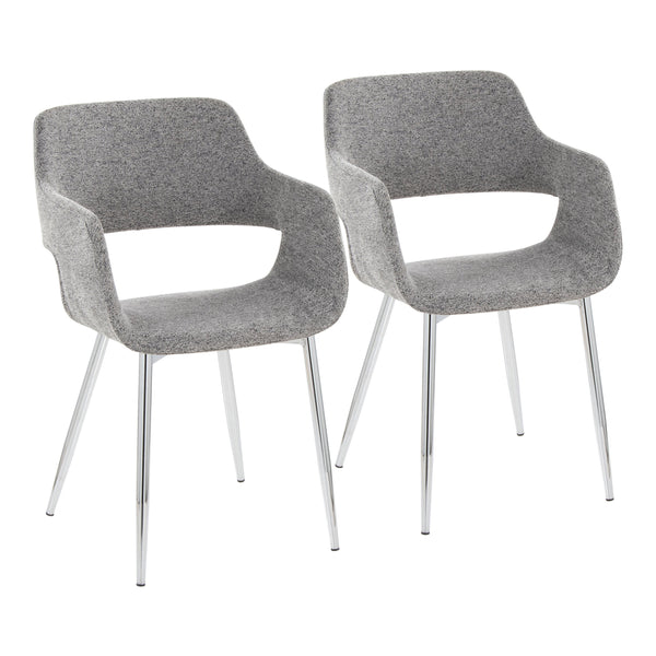 English Elm Margarite Contemporary Dining/Accent Chair Set Of 2 – Stylish Grey Fabric & Chrome Metal Elegance B202S01268