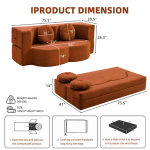 English Elm 2-In-1 Convertible Modular Sofa Bed With Memory Foam - No Assembly, Space-Saving Comfort For Any Room P2 W3653P355636-GIGA