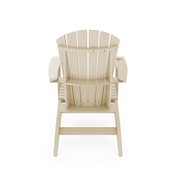 English Elm Adirondack Hdpe Poly Lumber Chair with Cup Holder for Patio Garden Poolside Beige B195P198768