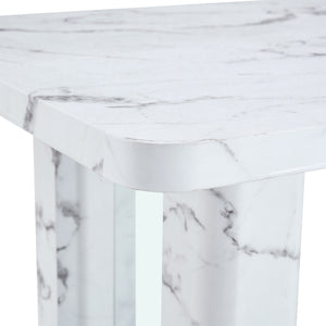 English Elm 64.5×35.4 Marble Pattern Glass Base Dining Table Seats 8 Modern Nordic Style W2827S00031