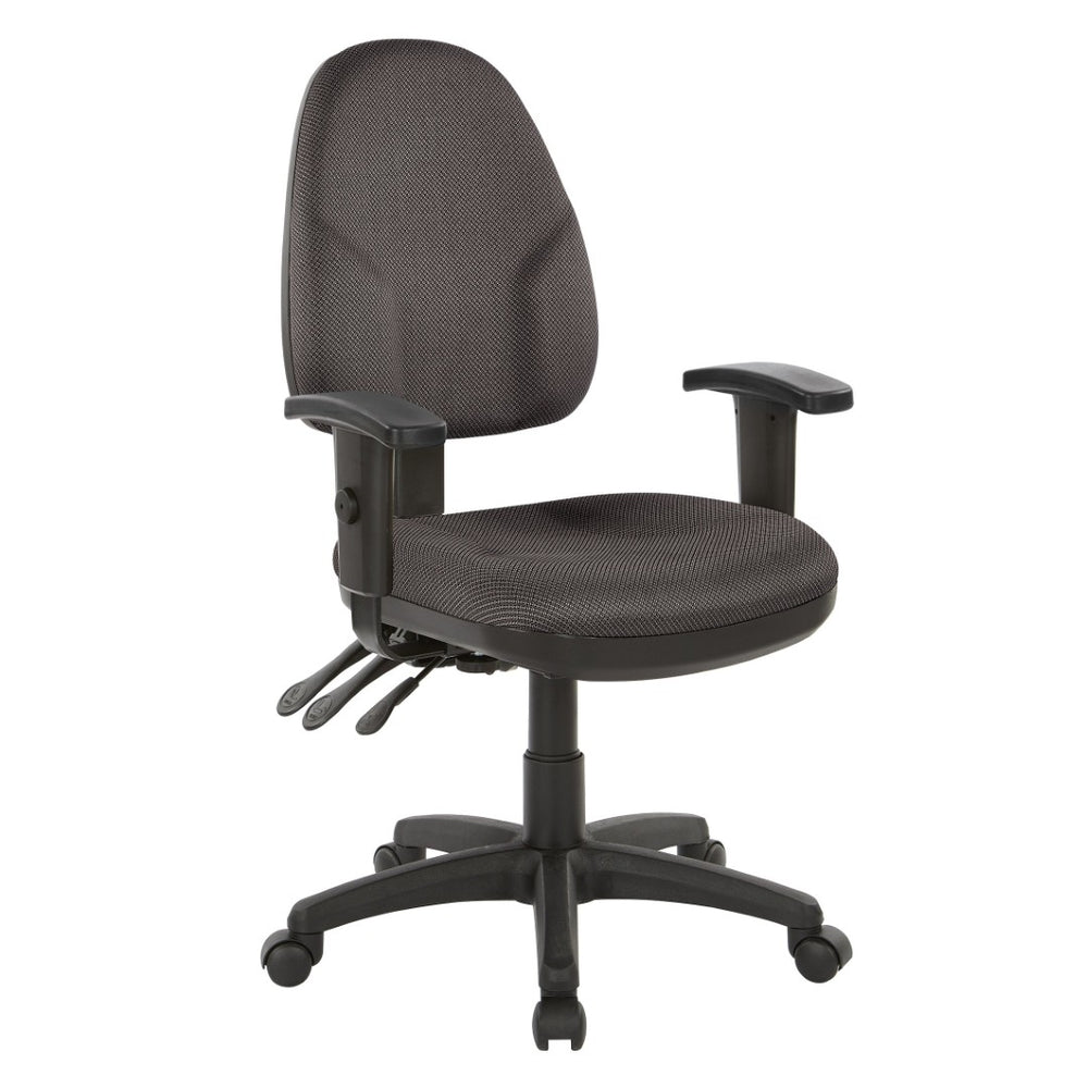 OSP Home Furnishings Dual Function Office Chair with Lumbar Support Foam Seat and Adjustable Arms for Desk Work 36427-295