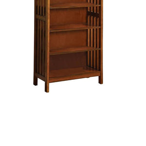 English Elm Gorgeous Antique Oak Solid Wood 5-Shelf Media Bookcase with Lattice Molding, 22"W x 48"H, Sturdy Storage B011P191545