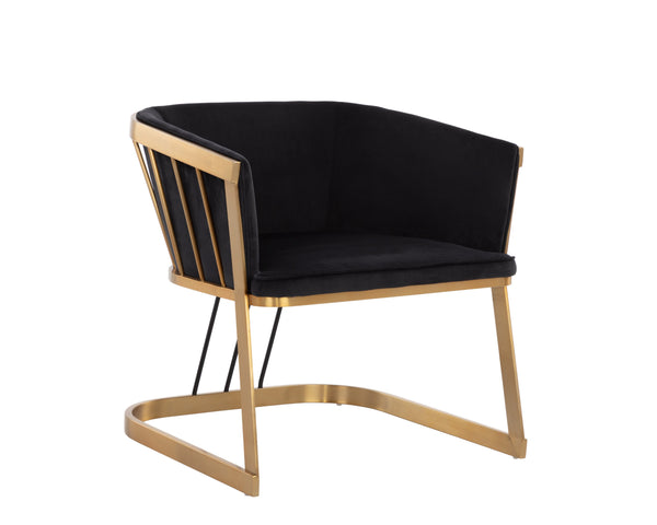 Sunpan Caily Lounge Chair - Modern Elegance with Brushed Gold Frame and Stylish Black Steel Legs Abbington Black