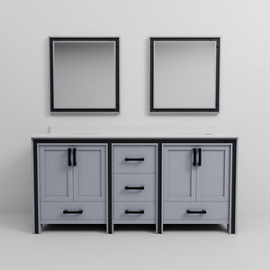 English Elm Dark Grey Double Bath Vanity 72" W With Cultured Marble Top & Soft-Close Drawers, 30" Mirrors Included B2731S00937