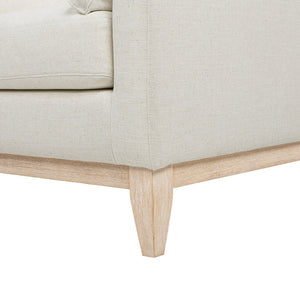 English Elm Jennifer Taylor Home - Pasadena Modern Farmhouse Accent Arm Chair 36" Flax White Linen, Rubberwood Base, Removable Cushions B2719P358855