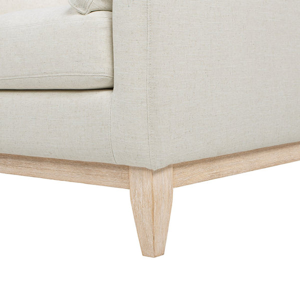 English Elm Jennifer Taylor Home - Pasadena Modern Farmhouse Accent Arm Chair 36" Flax White Linen, Rubberwood Base, Removable Cushions B2719P358855