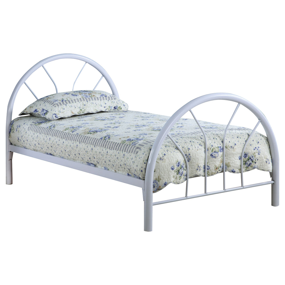 English Elm Kingston Twin Over Full Metal Bunk Bed with Sleek Tubular Frame, Dorm-Chic Design and Space-Saving Style White B062P340733