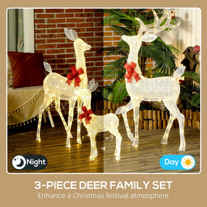 English Elm 3-piece Lighted Reindeer Family Set with Warm White Leds for Festive Outdoor Lawn Decor T3971P414552
