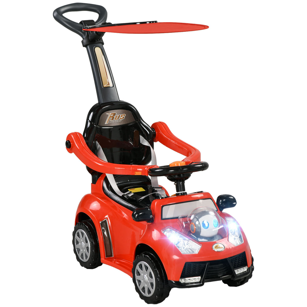 English Elm Qaba 3 in 1 Toddler Ride on Push Car with Canopy Robot Theme and Music Red W2225P229328