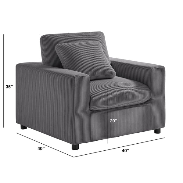 English Elm Chelsea Modern Armchair with Plush Down-Blend Cushions, Removable Covers & Solid Wood Legs Charcoal B050P402012