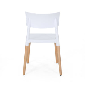 English Elm Christopher Knight Home® - PLASTIC Modern Dining Chair Set of 2 - White Polypropylene Seats with Beech Tapered Legs, Durable Stylish 63910.00