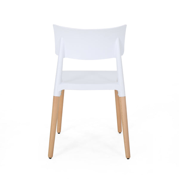 English Elm Christopher Knight Home® - PLASTIC Modern Dining Chair Set of 2 - White Polypropylene Seats with Beech Tapered Legs, Durable Stylish 63910.00