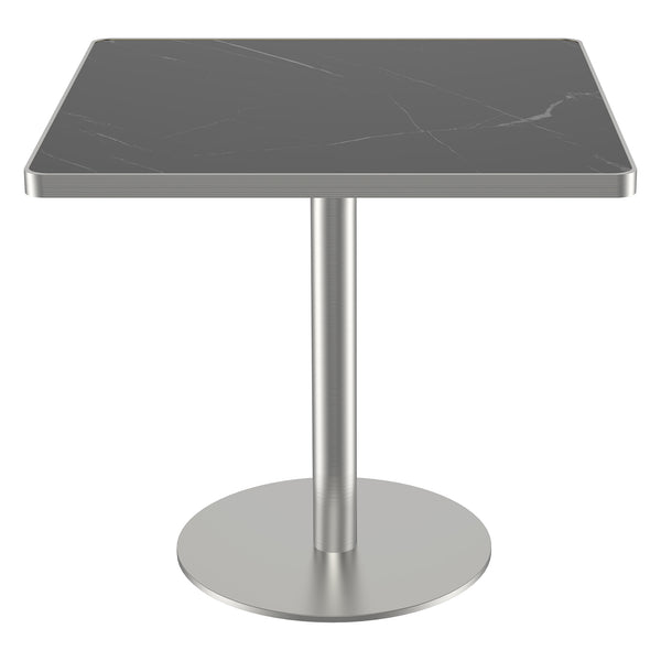 English Elm Square Bistro Pedestal Table Faux Marble Top Tulip Base for Small Dining Spaces W3316P421497