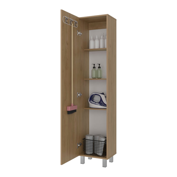 English Elm Natural Finish Slim Tall Cabinet with Fixed Shelves for Laundry and Utility Rooms Oak B062P476865