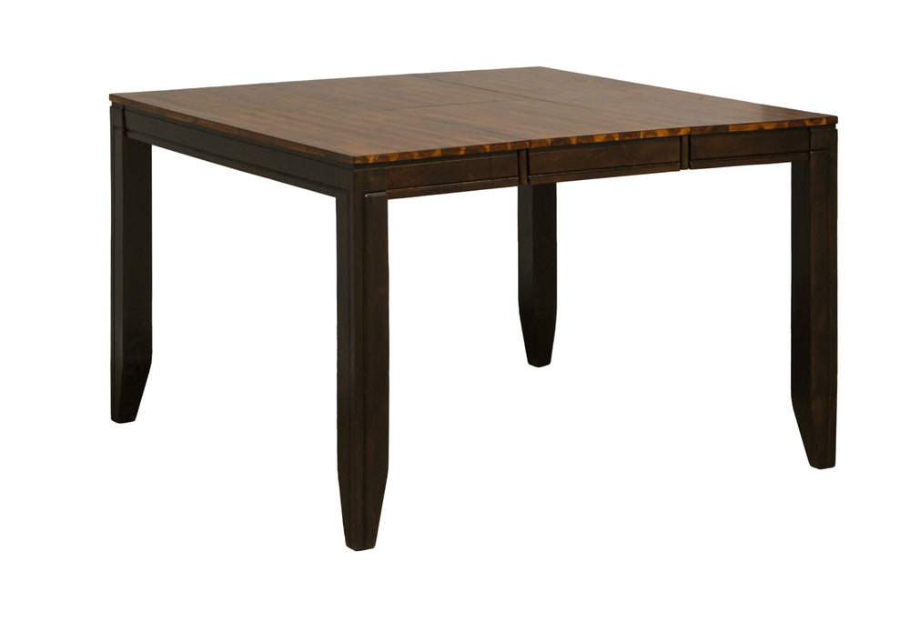 English Elm Wallace & Bay - Brown Transitional Gathering Height Table with Leaf - Caramel & Burnt Sugar Wood, 36–54" Extendable B361P383858