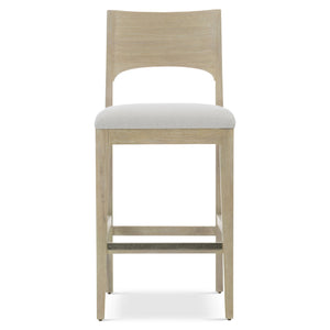 Bernhardt Bernhardt Solaria Bar Stool With Dune Ash Frame, Upholstered Slip Seat & Shiny Nickel Kick Plate 310588