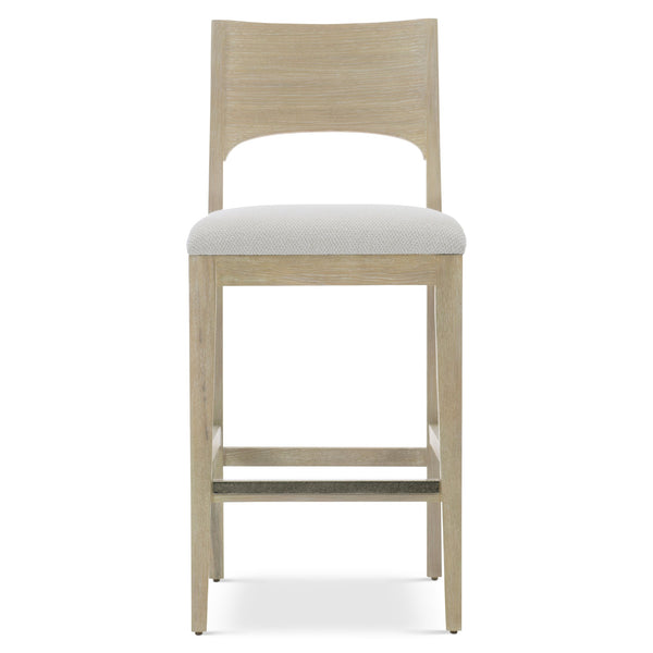 Bernhardt Bernhardt Solaria Bar Stool With Dune Ash Frame, Upholstered Slip Seat & Shiny Nickel Kick Plate 310588