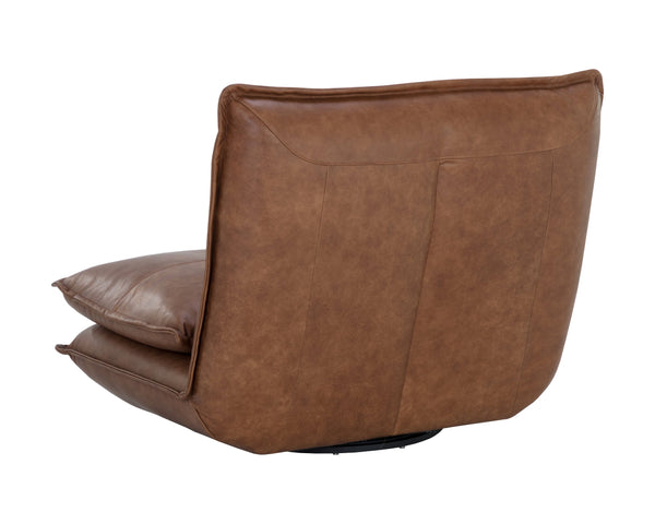 Sunpan Colson Swivel Armless Chair in Luxurious Cognac Italian Leather - Contemporary Comfort & Style