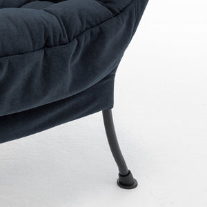 English Elm Accent Recliner Chair With Ottoman – Plush Navy Velvet Lounge Seat For Home, Office & Small Spaces T3903P372941