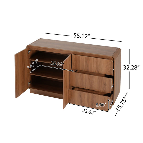 English Elm Modern White Sideboard with Soft Close Drawers and Doors for Dining or Living Rooms N779P373190L_N779P373191L