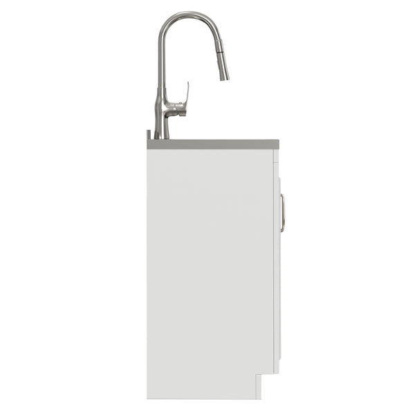 English Elm Darwin Stainless Steel Utility Sink with Shaker Cabinet for Laundry and Garage B136P427213