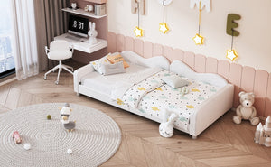 English Elm Twin Sherpa Upholstered Daybed with Cloud-Shaped Backrest, Cozy Sofabed Design, No Box Spring Needed White 42.5 L x 25.5 W x 8 H N733P234602K