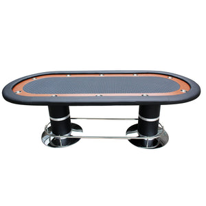 English Elm 96" Oval Poker Table Seats 10 with Speed Felt Surface Stainless Steel Cup Holders Black W2748S00048