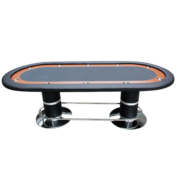 English Elm 96" Oval Poker Table Seats 10 with Speed Felt Surface Stainless Steel Cup Holders Black W2748S00048