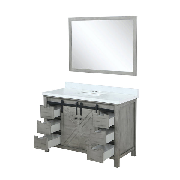 English Elm Ash Grey 48 in. Bath Vanity with Cultured Marble Top, Soft-Close Drawers, Mirror & Ample Storage B2731S00800
