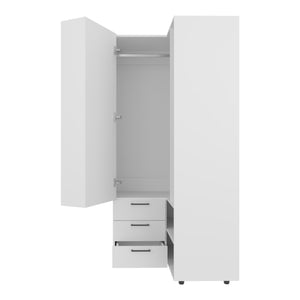 English Elm Armoire with Built-In Mirror and Ample Storage — 4 Doors, 2 Drawers, 4 Shelves, Eco-Friendly Finish White 59.45 L x 22.05 W x 5.51 H B097S00211