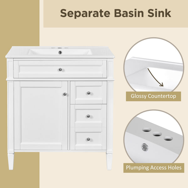 English Elm 30'' Bathroom Vanity With Ceramic Sink & Elegant Storage Solutions For Modern Home Décor Upgrade N710P250194K