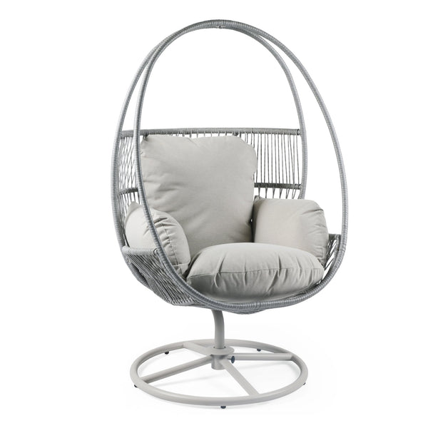 English Elm Christopher Knight Home® - Reno Light Gray Outdoor Wicker Swivel Lounge Chair with PE Rattan, Iron Frame & Waterproof Cushions N775P182311G