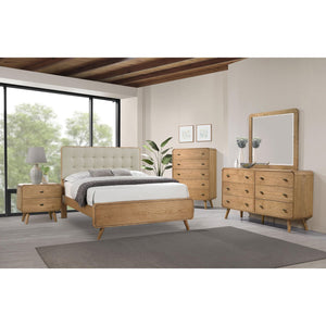 English Elm Winston Six Drawer Mid-century Dresser with Walnut Veneer Finish and Tapered Legs Light Ash B062P451714